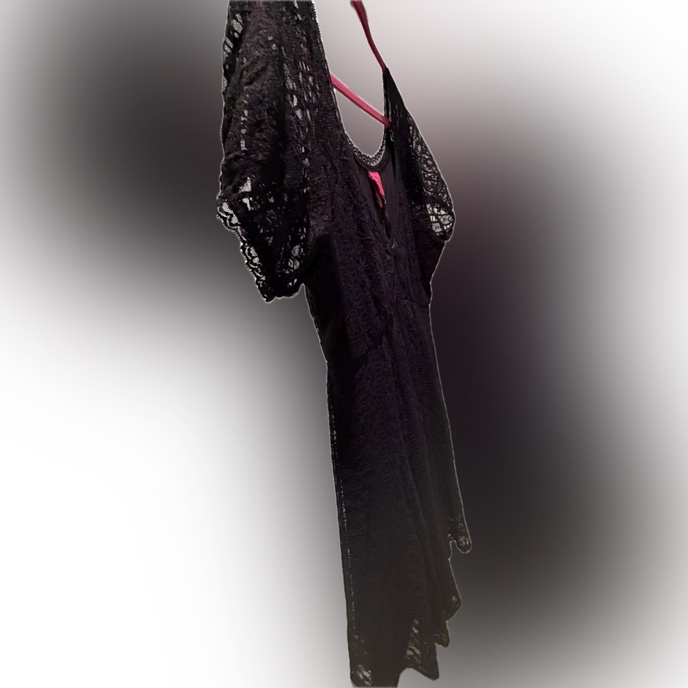 NWT Betsy Johnson Black Lace Skater Dress with Bow Detail 14/16 - Picture 12 of 13